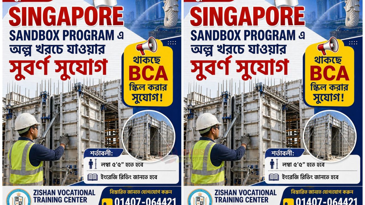 দুই মাসেই সিঙ্গাপুরে কাজের সুযোগ, জিশান ভোকেশনাল ট্রেনিং সেন্টারে স্যান্ডবক্স প্রোগ্রাম শুরু