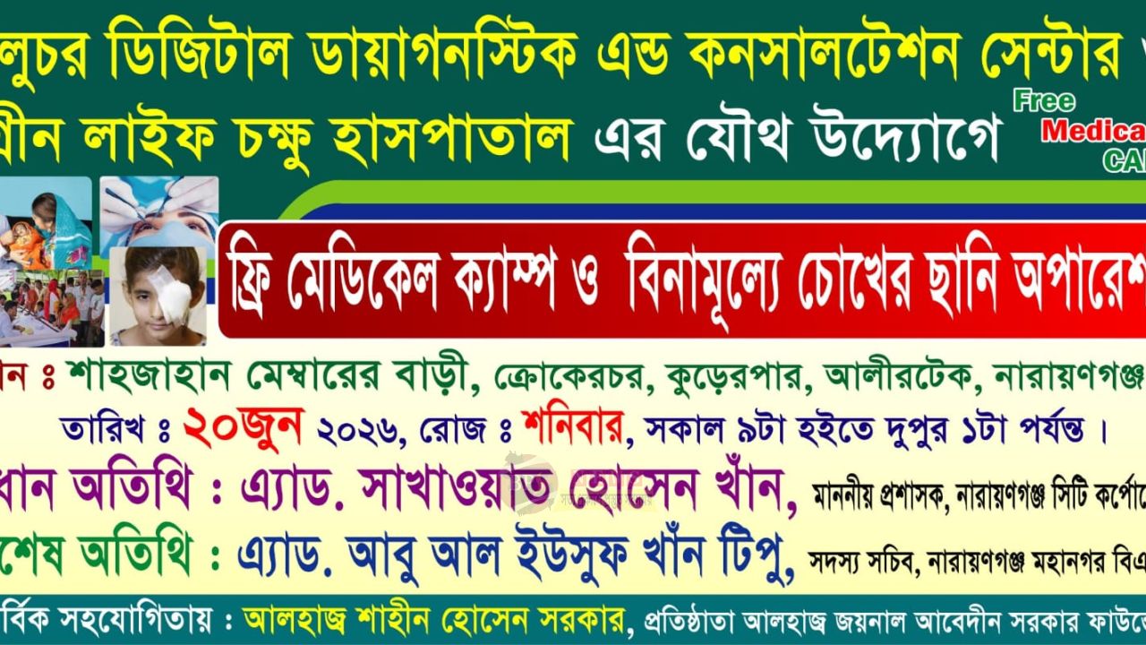 আলীরটেকে ফ্রি মেডিকেল ক্যাম্পে নাসিক প্রশাসক সাখাওয়াত ও বিএনপি নেতা টিপু
