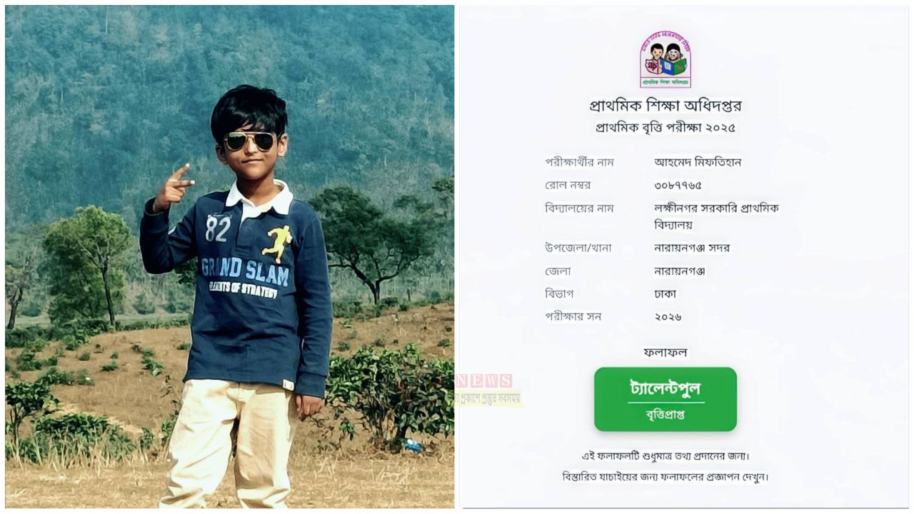 প্রাথমিক বৃত্তি পরীক্ষায় ট্যালেন্টপুলে বৃত্তি পেল বক্তাবলীর শিক্ষার্থী আহমেদ মিফতিহান
