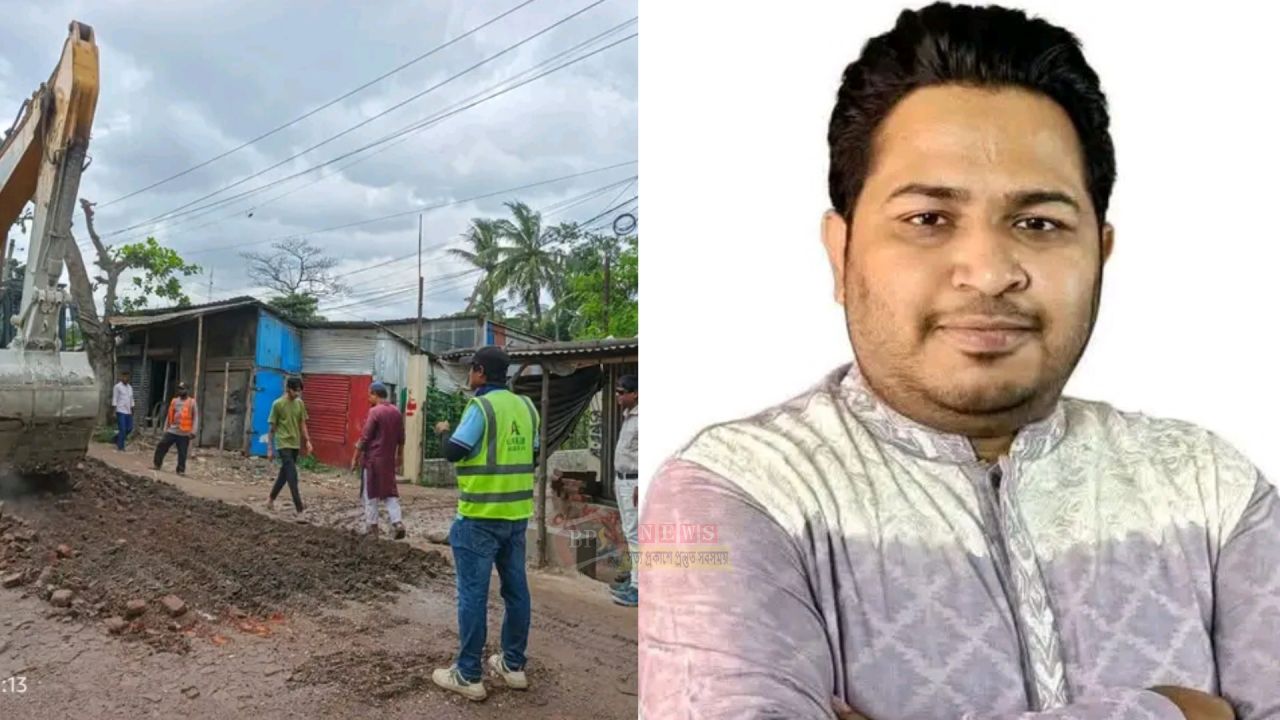 এমপি আব্দুল্লাহ আল আমিনের নির্দেশনায় শুরু হলো পঞ্চবটি–চাষাড়া সড়কের মেরামত