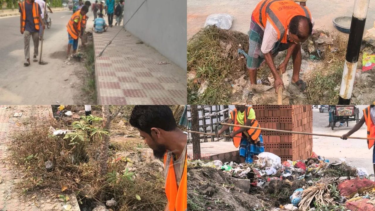 এসপি অফিস থেকে চানমারী সড়ক পর্যন্ত প্রশাসনের পরিচ্ছন্নতা অভিযান