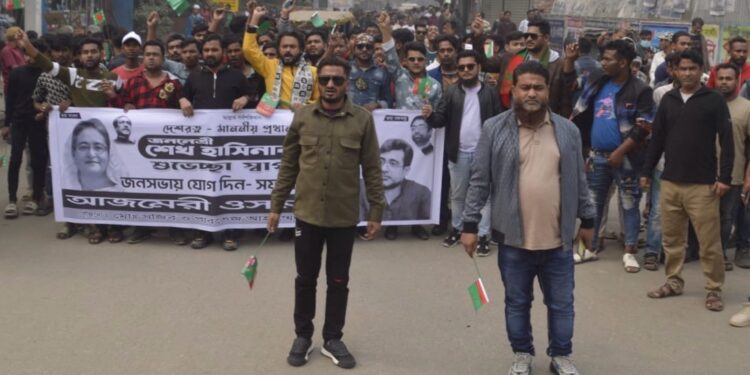 আজমেরী ওসমানের নির্দেশে প্রধানমন্ত্রীর জনসভায় সজীব ও রনির বিশাল শোডাউন