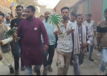 এনায়েতনগরে খেজুর গাছের পক্ষে মিজান-রাজু বন্ধু মহলের শোডাউন