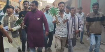 এনায়েতনগরে খেজুর গাছের পক্ষে মিজান-রাজু বন্ধু মহলের শোডাউন